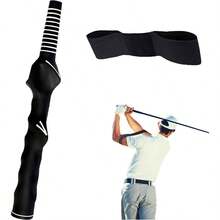 Grip Swing Training Aids Right - Handed Trainer Grips With Swing Correcting Arm Band Swing Trainer Arm Band Attachment Training Combo Adult And BeginnerBlack - 黑色 - 查看 2
