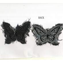 1 قطعة رقعة مطرزة بشكل فراشة مع شراريب من الجينز، مناسبة للملابس والحقائب والأحذية والقبعات وديكور المنزل، قابلة للكي