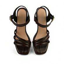 Women's Platform Pumps, Thick Heel, Simple, Elegant, Vintage, Buckle - 黑色 - 查看 2