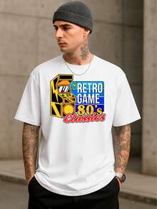 Camiseta Oversized Masculina Estampa Retro Games Anos 80 Gamer Controle Video Game Streetwear Geek Nerd - Branco - Visão 1