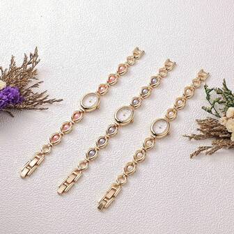  Ever Move 1PC New Beautiful Elegant Ladies Quartz Watch Bracelet Ladies Light Luxury Watches Romantic Date Gifts