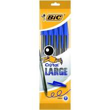 Bic Cristal Large Pack Of 5 Ballpoint Pens - 1.6mm Round Tip - 0.6mm Stroke - Oil-Based Ink - Blue - Yellow - View 2