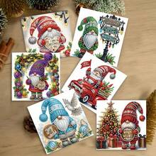 Set de 6 tarjetas de felicitación de pintura de diamantes DIY - Nueva serie de gnomos navideños, tarjetas decorativas hechas a mano con diamantes de cristal y 6 sobres, un regalo coleccionable especial para dejar marcas memorables, adecuado para Navidad, vuelta al colegio, cumpleaños y todas las invitaciones a fiestas, regalo perfecto para familiares, amigos y seres queridos