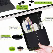 Under Desk Drawer Storage Organizer 2 Pack Large And Small Black (Please Note Drawer Size No Lip Under Desktop) 2 Installation Methods (Screw Or Adhesive)