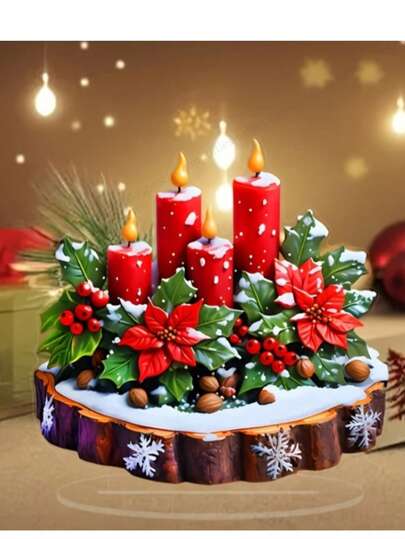 Charmante 2D flache Acryl Poinsettia Kerzen Dekoration - ideal für Feiertags-Tischdekorationen im Schlafzimmer, Café, Wohnzimmer Outdooreien - perfektes Geschenk für Freunde