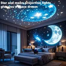 1 Stück Kinder Schlafzimmer Projektionslampe, Märchenhafte bunte LED-Leuchte, schafft warme Atmosphäre Kinder Nachttischlampe, USB-betrieben, traumhafter Sternenhimmel Lampe, Sternenhimmel Projektionslampe, 7-Farben Beleuchtungseffekte Dekoration für Schlafzimmer und Zuhause, Schlafzimmer Dekor Atmosphäre, Kosmos Sterne Mond Projektion/Schlafzimmer Nachtlicht Projektor, Aurora Projektionslampe, für Kinder & Erwachsene Spielzimmer Dekoration/Raumdekoration/Wohnzimmer Dekoration, Schlafzimmer Deckendekor/Hochzeitsdekoration