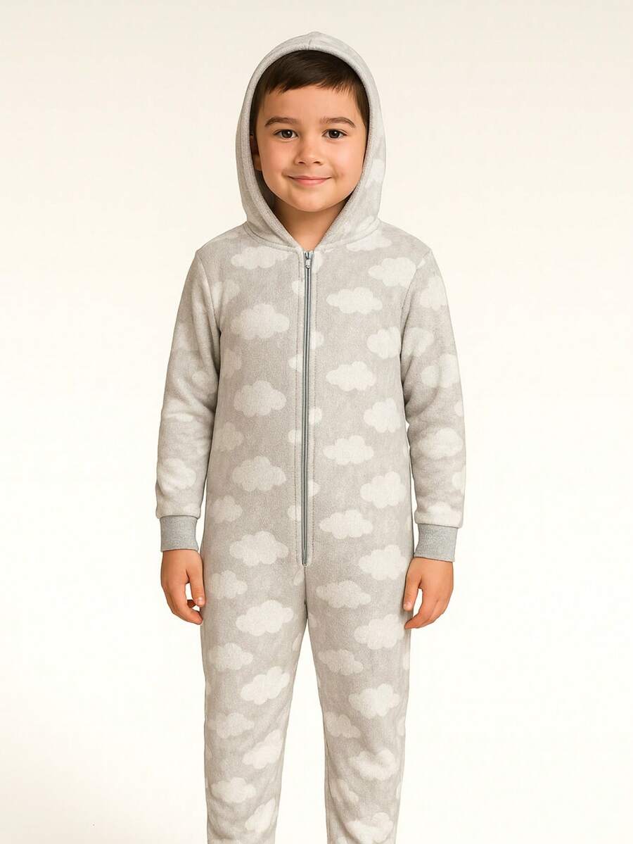 Young Boys Pajamas - Light Grey - View 1