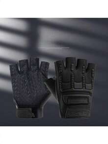 A Pair Of Family Fitness, Finger-Opening PU Motorcycle Riding Gloves, Punk Hip-Hop PU Gloves, Outdoor Riding Gloves, Half-Finger Gloves, Motorcycle Gloves, Durable Fitness Gloves, Outdoor Sports Mountaineering Gloves For Gym Training