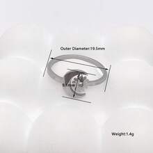1 pieza Anillo ajustable de acero inoxidable con combinación minimalista de estrella y luna, banda lisa y delicada