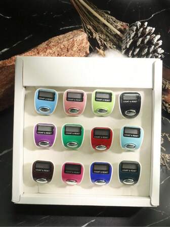 1pc (Set Of 12) Handheld Tally Counter, Mini Portable Finger Ring Counter, Thumb Press Clicker Counter For Learning, Sports, Other Counting Activities