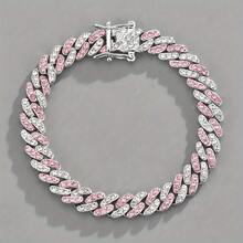 Miami Cuban Chain 9MM Iced Necklace Gift For Men And Women - 粉色 - 查看 3
