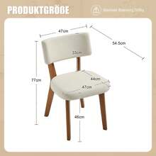 Set Of 2 Mid-Century Modern Style Dining Chairs, Solid Wood Legs, Fabric Upholstered For Kitchen, Dining Room Or Office - Beige + Wood - View 7