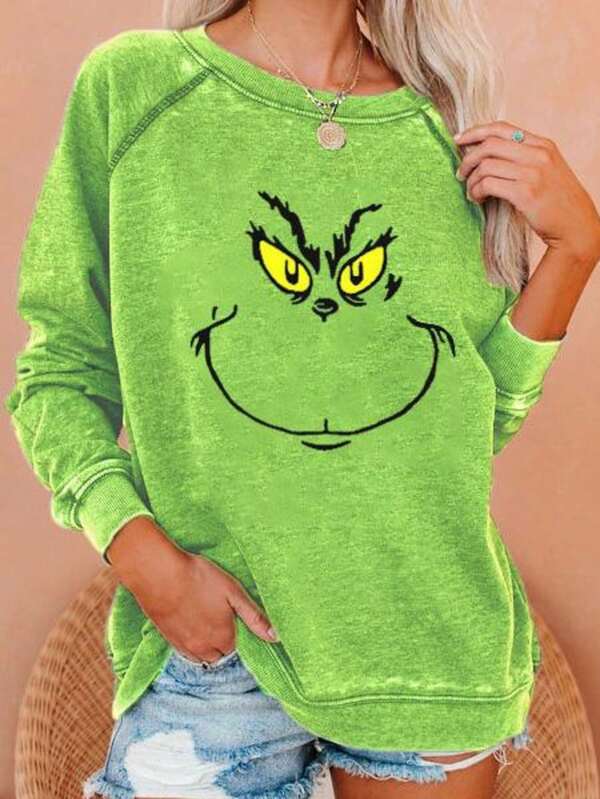 GRINCH Christmas Grinch Monster Green Fur Sweatshirt