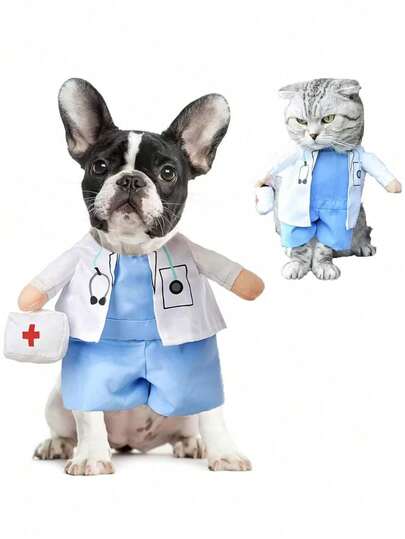 Halloween Funny Pet Costume, Veterinarian Standing Outfit, Pet Transformation Clothes, Silly Upright Dress For Dogs And Cats, Pet Photography Props, Pet Cosplay Apparel, Halloween Party Outfit Halloween Halloween Costumes