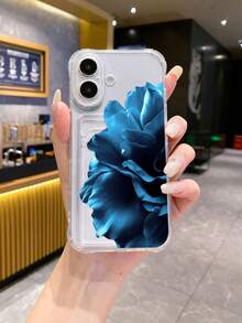 1pc White Shockproof TPU Phone Case With Dried Flower & Fruit Elements, Compatible With IPhone, Android, OPPO Phones