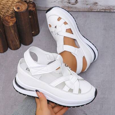Women's Breathable Wedge Sports Sandals, Casual Shoes With Hidden Heel For Spring, Summer, Fall, Daily Wear, Commuting, Shopping