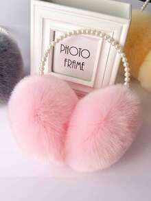 1个女士冬季毛绒耳罩，仿珍珠耳罩，派对头饰，日常时尚耳罩，户外保暖耳罩 白色耳罩 - 彩色 - 查看 11