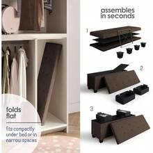 Storage Ottoman with Storage Bins, 30 - In Storage Bedroom End of Bed, Folding Foot Rest Ottoman with Storage Living Room, Storage Chest 660lbs, Faux Leather Ottoman, Brown - 06 - Tela café + 38,1P x 109,2W x 38,1W cm - Ver 7