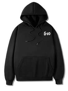 Áo Hoodie Krometka nam Thu/Đông với họa tiết Faith Power, màu mơ | Khẩu hiệu & Thái độ - màu đen - Xem 6