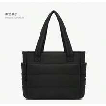 Geantă tote de mare capacitate, elegantă, minimalistă, versatilă, la modă - Negru - Vizualizare 2