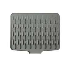 Anti-Slip Silicone Drying Mat For Kitchen, Built-In Drainage Design, Heat-Resistant & Easy-To-Clean Dish Rack, Space-Saving Countertop And Sink Organizer, Suitable For Countertop, Sink, Fridge, Kitchen Cabinet, Dishwashing Mat, Sink Accessories, Modern Kitchen Supplies, Kitchen Essentials, Sink Organizer, Countertop Utensil Storage, Space-Saving Sink Mat, Heavy-Duty Dish Drainer Mat, Modern Kitchen Floor Mat, Stylish Black & Gray, Hygienic Perforated Surface - Grey - View 4