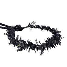 MOSTORY Black Fairy Flower Crown - Gothic Flower Headpiece Dark Fairy Circlet Elf Circlet Medieval Accessory For Renaissance Renfaire Halloween Cosplay Fantasy Photo Shoot{"Color_name":"Black"} - Black - View 1