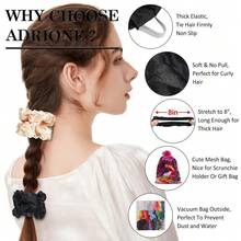 Satin Scrunchies For Women & Girls - 60 Pack Silk Scrunchies For Curly Hair - mặc định - Xem 2