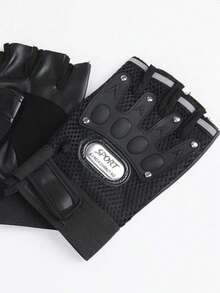 A Pair Of Family Fitness, Finger-Opening PU Motorcycle Riding Gloves, Punk Hip-Hop PU Gloves, Outdoor Riding Gloves, Half-Finger Gloves, Motorcycle Gloves, Durable Fitness Gloves, Outdoor Sports Mountaineering Gloves For Gym Training