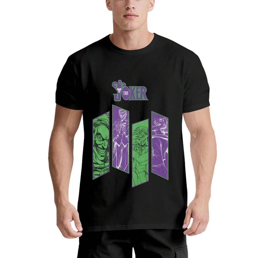 Camiseta Unisex Warner Bros. - 220g Algodón, Impresión de Panel y Alto, Blanco y Negro, Lavable aáquina, Eventos de Superhéroes y Fans de Cómics para Adultos - Negro - Ver 1