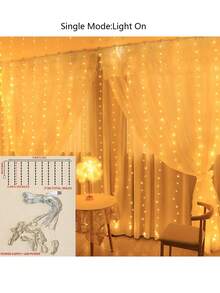 1 件 8 模式/单模式 200/300/100 LED 3M 铜线窗帘装饰灯串，USB 电源仙女铜灯，非常适合卧室窗户圣诞婚礼派对花园、独立日装饰灯