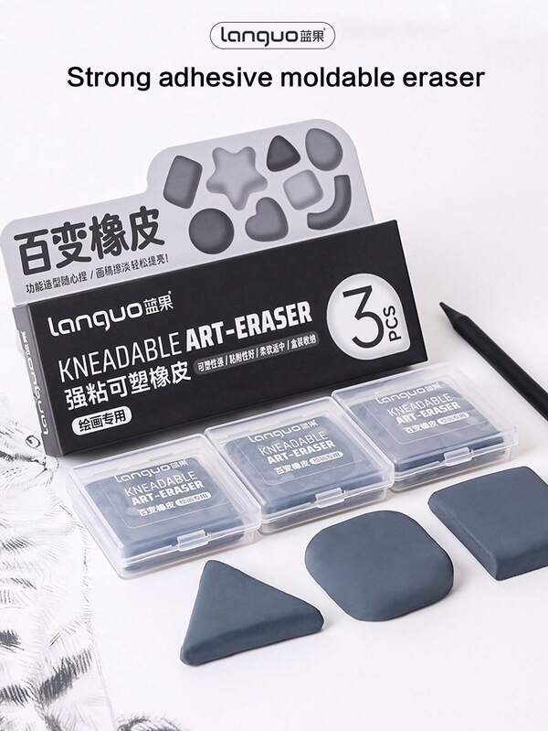 3 Stücke formbare Radiergummis, Professionelle Radiergummis mit Multi-Winkel-Reinigung - sammeln Schmutz, rückstandsfreie Radiergummis, speziell für Bleistiftzeichnungen entwickelt, bieten ultra-sauberes Radieren für Kunststudenten