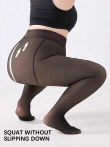180g warm gefütterte Leggings, hoch taillierte Herbst/Winter Strumpfhosen, verdickte warme Große Größen Basisschicht - Schwarz - Übersicht 2