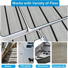 240*45cm EVA Foam Imitation Teak Ship Anti Slip Self-Adhesive Marine Deck Floor Mat DIY For Boat Yacht Anti UV Shock Absorption Carpet Flooring - Gray Black - View 4