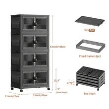 27.5inch 600Qt/19inch 200Qt Stackable Storage Bins, Extra Large Closet Organizer Collapsible Drawer Boxes With Wheels, Folding Plastic Cabinet Containers For Home Kitchen Room Organization, 5Pack Black, Office Storage, Closet Organization, Compact Design, Stackable Bins, Durable Plastic, Wheeled Containers, Household Essentials, Decluttering Tools - 四層 - 查看 6