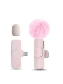 高品质专业无线领夹式麦克风，智能降噪，全向电容式，带防风罩，二合一无线领夹式麦克风，用于录制内容、直播、采访、歌曲录制、播客、采访和视频博客 - USB Type-C，可充电 60mAh 锂电池，2.4G/3G/4G/5G 连接，采访录音 | 无线麦克风 | 全向拾音 | 便携式无线麦克风 | 智能手机麦克风