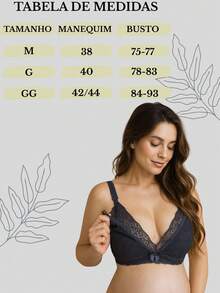 Reinforced Lace Nursing Bra For Pregnant Women, Easy Open Postpartum. - 乾枯玫瑰色 - 查看 5