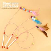 Juguete para gatos con varita y plumas, juguete de varita de alambre de acero de alta resistencia - Multicolor - Ver 3