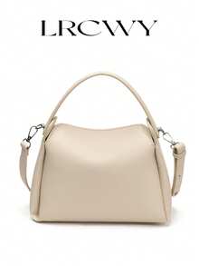 女士手提包，时尚简约商务休闲托特包，优雅单肩包，黑色水桶包 - 白色 - 查看 1