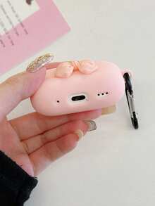 蝴蝶结耳机盒，带 1 个耳机挂钩支架，哑光粉色蓝牙耳机盒，兼容 Apple、Pro 3、4 - 粉色 - 查看 10