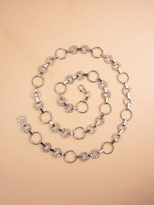 Fashionable Metallic Waist Chain Belt, Versatile Decoration For Dresses, Gold & Silver Color