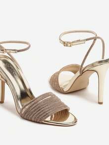 Sparkly Heeled Sandals Women's Evening/Party Summer - Gold - View 6