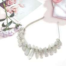 Bubbmi Bridal White Crystal Crown Headband Raw Quartz Tiara Fashion Wedding Headpiece For Women Girls Party Photography{"Color_name":"WhiteTM"} - 白色 - 查看 5