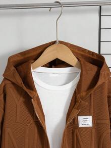 Bộ 2 áo khoác hoodie trơn màu có khóa kéo và quần dài cho bé trai, mùa xuân/thu - màu nâu - Xem 3