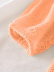 女士休闲露肩毛衣，中等弹性，适合秋冬季叠穿，建议手洗/干洗，针织衫，冬季服装，秋季衣橱 - 橘色 - 查看 4