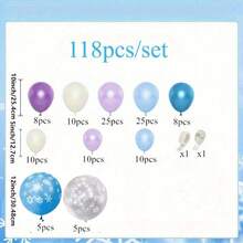118 pièces Kit d'arche de ballons flocons de neige - Ballons confettis flocons de neige métalliques bleus, violets, blancs. Décoration de fête d'anniversaire, d'intérieur/extérieur, de Noël, guirlande de ballons réutilisable, ballons en feuille pour anniversaire, révélation de sexe, fête à thème, fond de studio photo