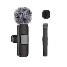 高品质专业无线领夹式麦克风，智能降噪，全向电容式，带防风罩，二合一无线领夹式麦克风，用于录制内容、直播、采访、歌曲录制、播客、采访和视频博客 - USB Type-C，可充电 60mAh 锂电池，2.4G/3G/4G/5G 连接，采访录音 | 无线麦克风 | 全向拾音 | 便携式无线麦克风 | 智能手机麦克风