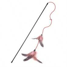 带羽毛的逗猫棒，高强度钢丝猫玩具棒