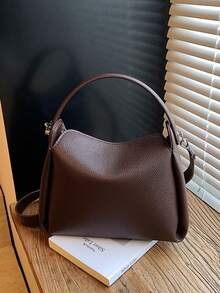 Women's Handbag, Fashion Minimalist Business Casual Tote Bag, Elegant Shoulder Bag, Black Bucket Bag - Coffee - View 7