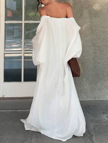 三件套：宽松缎面纹理超长夹克、抹胸上衣和阔腿裤，时尚法式简约风格，适合休闲和度假 - 白色 - 查看 11