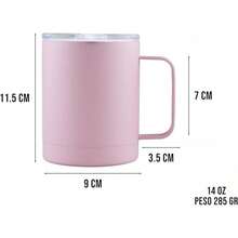Termo De Acero Inoxidable 14 Oz (414ML) Térmico, Doble Capa, 10 Horas de Duración, Taza Para Café, Bebidas Frías y Calientes (Azul Celeste) - rosa - Ver 6